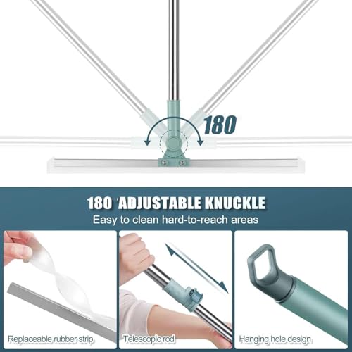 Retractable Silicone Floor Scraper Bathroom Wiper,Retractable Silicone Floor Scraper Bathroom Wiper 35cmsiliconegroundscrape,Floor Wiper 52cmsiliconescrape,Pet Hair Cleaning Silicone Broom (20in) - color: 20in