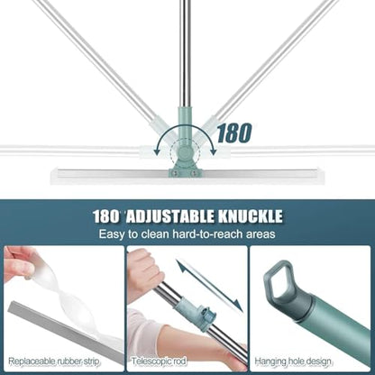 Retractable Silicone Floor Scraper Bathroom Wiper,Retractable Silicone Floor Scraper Bathroom Wiper 35cmsiliconegroundscrape,Floor Wiper 52cmsiliconescrape,Pet Hair Cleaning Silicone Broom (14in) - color: 14in
