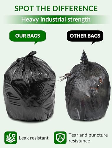 UMT Plastar 150 Count 40-45 Gallon Heavy Duty Black Trash Bags, 38x46 Inch Leak-Resistant Garbage Bags