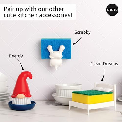 OTOTO Gnome Dish Brush with Handle - Cleaning Brush, Vegetable Brush, Dish Scrub, Gnome Handle, Unique Kitchen Gadgets, Funny Kitchen Tools, Useful Gifts for Women (Beardy Red) - style: Beardy