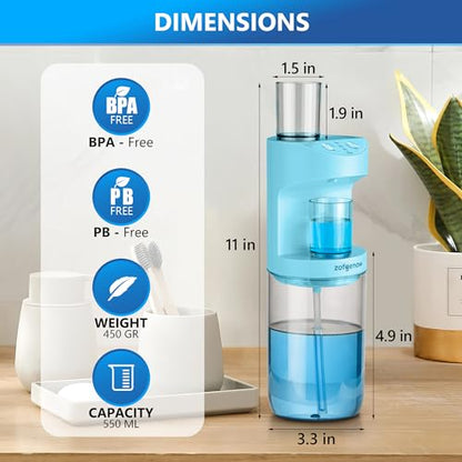 ZOFGENOW Automatic Mouthwash Dispenser for Bathroom,Bathroom Accessories 19.4 Fl Oz Dispensers with Magnetic Cups,Wall Mounted Dispenser,Suitable for All Age Groups,Blue - color: Blue
