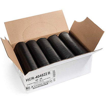 Aluf Plastics High Density Trash Bags, 45 Gallon, 150 Count, 22 Micron (eq), 40" x 48", Black, for Bathroom, Office, Industrial, Commercial, Janitorial, Municipal, Recycling - color: Black, style: 45 Gal, 22 Micron Equiv, 150 Count