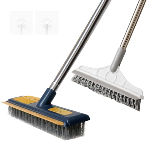 2 Pcs Grout Brush with Long Handle - Upgrade, 120°Rotation Tile Grout Cleaning Tool, V-Shape Shower Scrubber Cleaner Stiff Bristle for Cleaning Bathroom Wall, Baseboards, Tile Floors