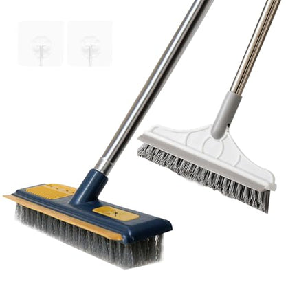 2 Pcs Grout Brush with Long Handle - Upgrade, 120°Rotation Tile Grout Cleaning Tool, V-Shape Shower Scrubber Cleaner Stiff Bristle for Cleaning Bathroom Wall, Baseboards, Tile Floors