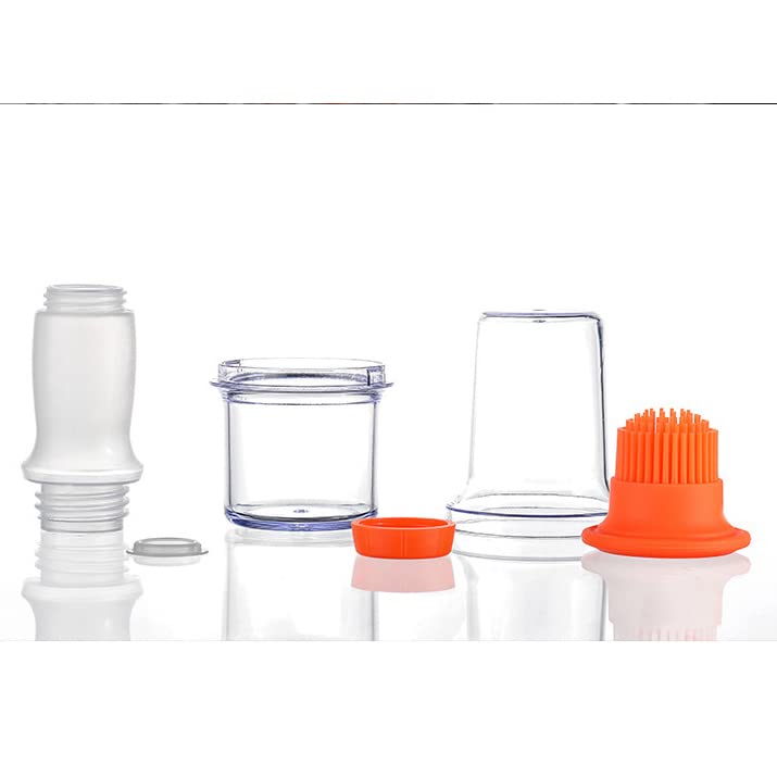 2Pcs Oil Bottle Brush Set With Thick Glass Bowl Silicone Oil Dispenser Barbecue Sauce Brush Mushroom Paste Brush Turkey Baster Pastry Brush No Smell Oil Container For Cooking，Camping，Travel - color: Orange
