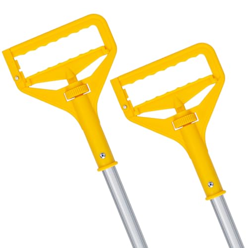 KeFanta 2 Pack Commercial Mop Handle Heavy Duty,60 Inch Aluminum Side Gate Mop Stick,Industrial Wet Mops Head Replacement Holder for Floor Cleaning,Yellow - size: 2 Pack