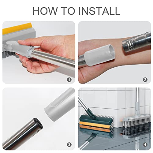 Floor Scrub Brush 55.9" Telescopic Handle 2 in 1 Scrape Brush Stiff Bristle Shower Scrubber for Cleaning Patio Bathroom Garage Kitchen Wall Deck Tub Tile