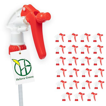 Heluva Green Spray Bottle Nozzle Replacement, Bottle Tops Only - Sprayer Nozzle Triggers for Heavy Duty, Commercial, Home Cleaning Solutions - Fits 8,16,24,32 oz Plastic & Glass Bottles, Red 24 pack - color: Red, size: 24 Pack