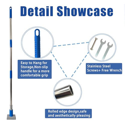 Heavy Duty Commercial Jaw Clamp Mop Handle 55.7 Inch, Thickened Stainless Steel Blue Mop Stick, Industrial Grade Replacement Adjustable Mop Rod - color: Blue, size: mop handle