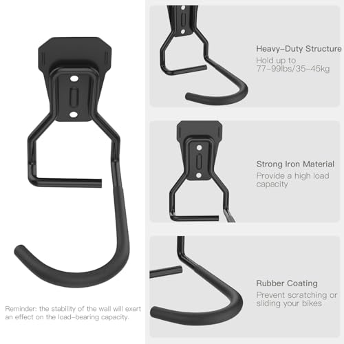 Housolution Bike Wall Mount with Fixed Hook, [8 Pack] Heavy Duty Bike Storage Rack, Bike Rack Vertical Stand for Garage - Easily Hang/Detach - with Screws Iron Bike Hanger Brackets - size: 8 Pack