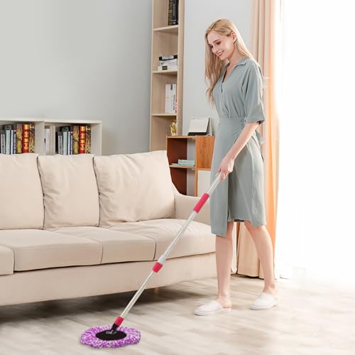 Spin Mop Replacement Handle 360 Degree Spin Mop Pole Handle Replacement Rotating Telescopic Stick for Mop Head, Ideal for Home and Household Cleaning - color: Red, style: Stainless Steel Disc