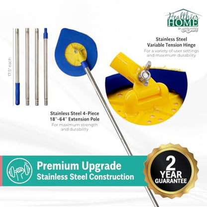 CHOMP Long Handle Wall Cleaner, 5 Minute CleanWalls Extendable Wall Washer, Ceiling Cleaner, Baseboard Duster, Telescoping Dry Dust and Wet Wash Cleaning Mop with Washable Microfiber Pad