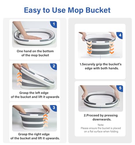 Lesipee Upgraded 16L Collapsible Mop Bucket with Multi-Functional Lid, 4-in-1 Foldable Silicone Tub with Table Surface, Floor Stand, Space Saving 4.2 Gallon Storage Solution for Home & Outdoor - style: 16 Bucket with Cover