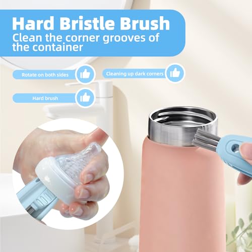 TQRR SharkBrush-3 in 1 Cup Lid Gap Cleaning Brush Set, 3Pcs Bottle Gap Cleaner Brush, Silicone Cup Lid Brush, Multifunctional Bottle Brush, Cleaning Tools for Home Kitchen Office (Blue) (3, Red)