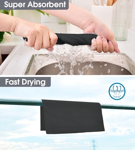KitchLife Microfiber Cleaning Cloth Roll - Tear-Away Reusable Microfiber Paper Towels, Lint-Free, Washable, 20 Sheets for Kitchen, Car, Dishes, and Sensitive Surfaces (Black) - color: Black