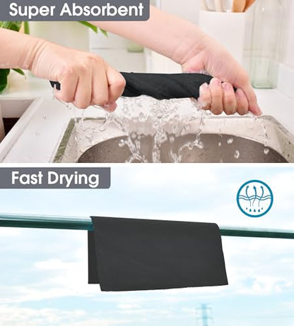 KitchLife Microfiber Cleaning Cloth Roll - Tear-Away Reusable Microfiber Paper Towels, Lint-Free, Washable, 20 Sheets for Kitchen, Car, Dishes, and Sensitive Surfaces (Black) - color: Black