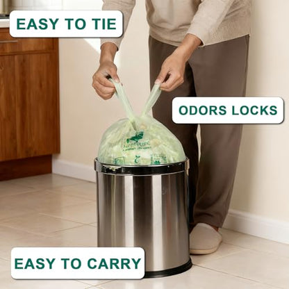 HECTOLIFE 2.6 Gallon 300 Count,Compostable Bags Handle Tie,Tear Resistant Kitchen Food Scrap Waste Bag, ASTM D6400, US BPI and Europe OK Compost Home Certified - style: 2.6gallon (300count)