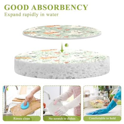 Singing Ghost Kitchen Scrub Sponges, Pop-up Kitchen Cleaning Sponges Reusable Dish Washing Sponges for Bathroom Household Cleaning 3 Pack - Non Scratch Scrubber
