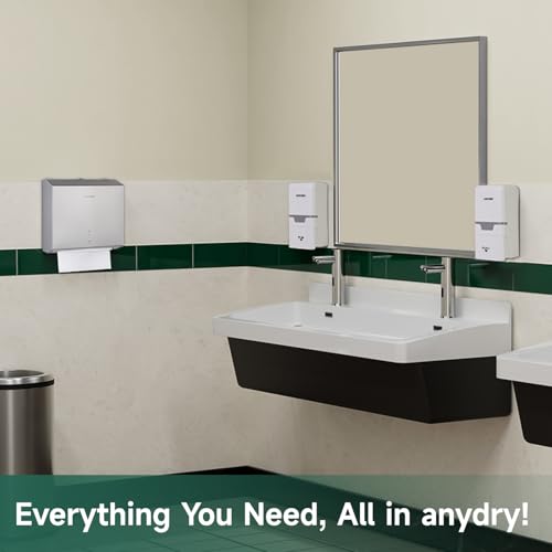 anydry Manual Liquid Soap Dispenser Wall Mount, 27oz (800 ml) Large Capacity for Commercial Bathroom - color: White