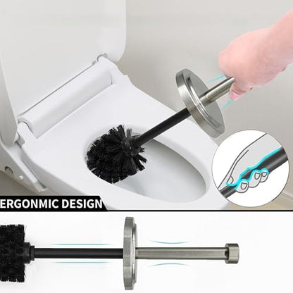 Brushed Nickel Toilet Bowl Brush with Holder, Durable Bathroom Cleaning Tool, Modern Design for Easy Toilet Maintenance, Bathroom Cleaner Brush for Efficient Cleaning and Hygiene - color: Brushed Nickel
