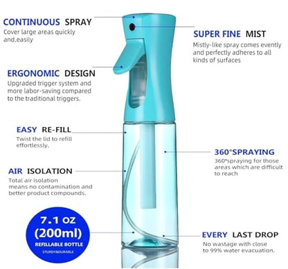 Spray Bottle For Hair,Continuous Spray Bottle, Fine Mist Empty Spraying Water Bottles for Plants, travel, Salons,Ironing and Cleaning (Blue) - color: Blue