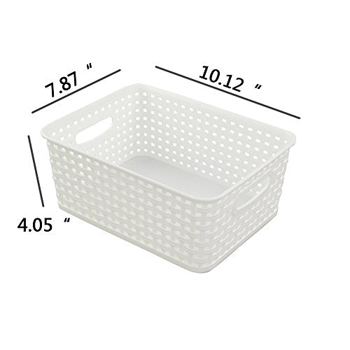 Plastic Storage Baskets/Bins Organizer for Bathroom, 6-Pack