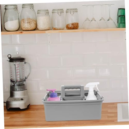 Vaguelly Portable Cleaning Basket Plastic Storage Basket Lid Capacity Storage Organizer for Cleaning Supplies Handle Design for