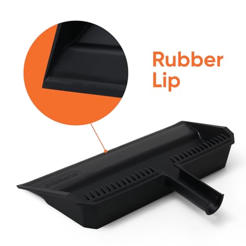Superio Wide Plastic Dustpan with Comb - 16" Wide, Rubber Lip, Broom Handle Clip, Black - color: Black, size: 1 Pack