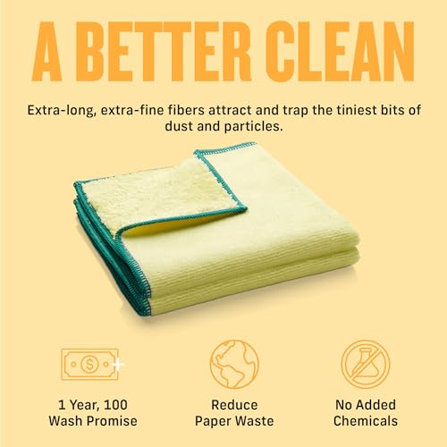 E-Cloth High Performance Dusting Cloth - Reusable Microfiber Cleaning Cloths, Dual-Sided, Washable, For Home, Kitchen, Glass, Wood & Granite, Streak Free Cleaning Supplies - 1 Pack - size: 1 Pack - Yellow