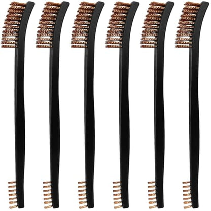 6 Pack Miaozhun Double-Ended Gun Cleaning Brush, 7 Inch Phosphor Bronze Bristle Brushes, Gun Cleaning Supplies Kit, All Purpose Crevice and Detail Cleaning Brushes - color: Phosphor Bronze Brush-6pack