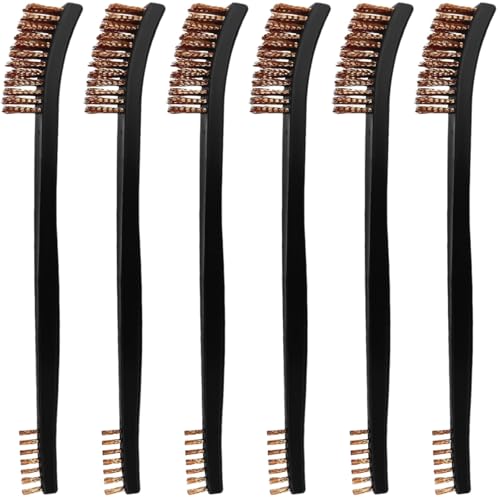 6 Pack Miaozhun Double-Ended Gun Cleaning Brush, 7 Inch Phosphor Bronze Bristle Brushes, Gun Cleaning Supplies Kit, All Purpose Crevice and Detail Cleaning Brushes - color: Phosphor Bronze Brush-6pack