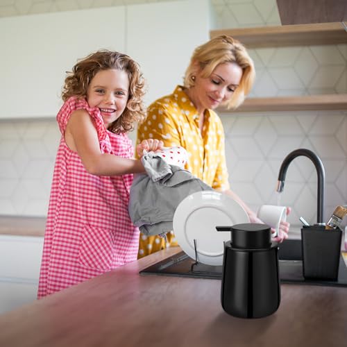 Soap Dispenser Ceramic with Easy-to-Press Pump Hand Lotion Liquid Dispenser for Shampoo Bathroom Kitchen 12 oz - color: Liquid-shinyblack