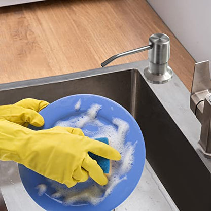 Soap Dispenser for Kitchen Sink, Built in Sink Soap Dispenser Lotion Dispenser with 17 OZ Bottle, Refill from The Top Bar Sink Soap Dispenser, Brushed Nickel (2 Pack) - color: Brushed Nickel-2pack, size: Comes with 17 OZ Bottle