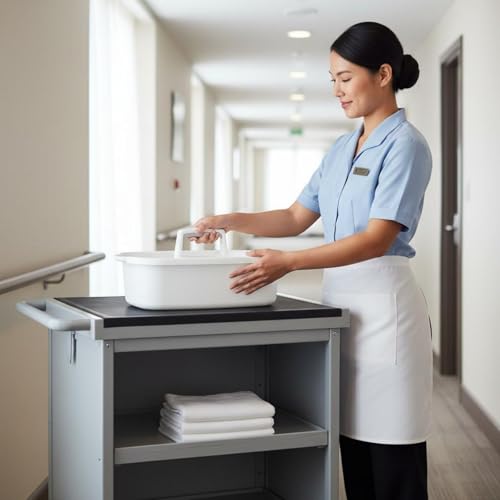 Qianly Cleaning Bin Large Capacity Utility Tool Basket Wear-Resistant Handled Storage Tote for Cleaners, Under Sink, Dark Gray - color: Dark Gray