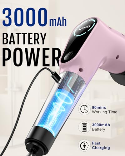 Dovety Electric Spin Scrubber, Shower Scrubber, Power Cleaner Tools with 8 Replaceable Brush Heads, Cleaning Brush with Extension Handle, 2 Adjustable Speeds, 90Mins Work Time for Home Bathtub-Pink - color: Pink