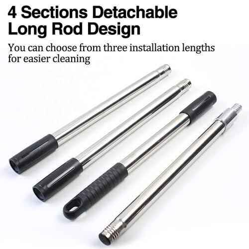 Aluminum Pizza Oven Brush, Grill Brush, Brass Wire Brushes, with Stainless Steel Scraper & Detachable 60 inches Long Handle for Commercial Cleaning, Kitchens, Restaurants, BBQ Shelf, Fireplace