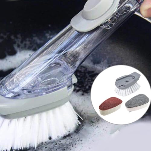 Soap Dispensing Dish Brush,Dish Brush with Soap Dispenser Storage Set Sponge with Soap Dispenser Handle Soap Dish Scrubber Brush for Home Kitchen