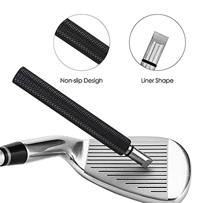 VIPMOON Golf Club Cleaner Kit, 2 Pcs Groove Sharpener Regrooving Tool and 1 Pcs Retractable Club Cleaner Brush, Portable Groove Sharpener Tool for All Golf Irons for Men - color: Black
