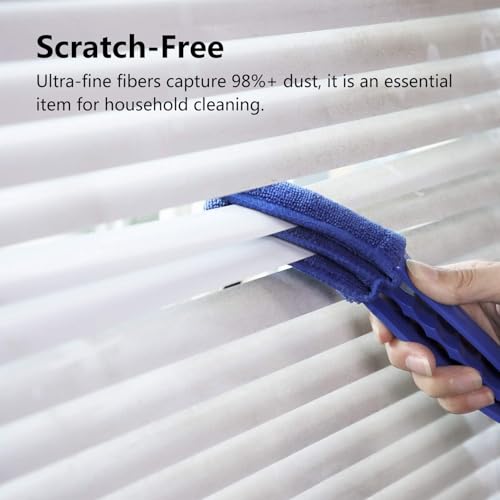 3-Finger Microfiber Blind Cleaner Brush - Reusable Washable Sleeve for Dusting Window Blinds, Curtains & Shutters (1-Pack, Blue)