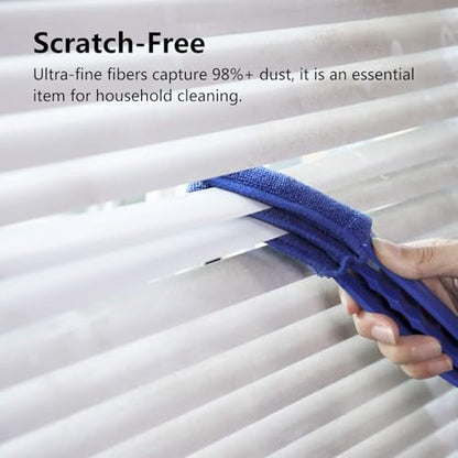 3-Finger Microfiber Blind Cleaner Brush - Reusable Washable Sleeve for Dusting Window Blinds, Curtains & Shutters (1-Pack, Blue)