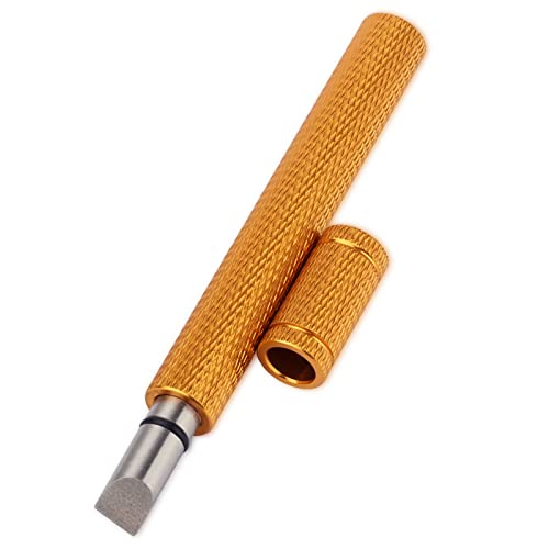 Bulex Golf Club Groove Sharpener, Re-Grooving Tool and Cleaner for Wedges & Irons - Generate Optimal Backspin - Suitable for U & V-Grooves - color: Gold