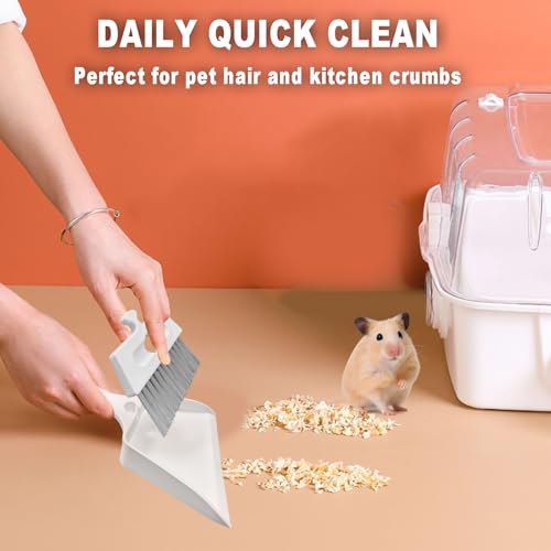 Mini Broom and Dustpan Set – Ultra-Thin Small Broom and Dustpan Set for Tight Spaces Compact Dust Pan and Mini Hand Broom Combo Effortless Cleaning with Wall-Mountable Design