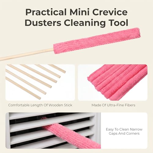 12Pcs Microfiber Detail Duster Sticks, Fan Blade Cleaner Crevice Cleaning Tool Mini Duster Crevice Cleaning Brush for Car Air Vents, Blinds, Fans, Windows, Small Spaces, Gap Dust Cleaner