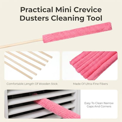 12Pcs Microfiber Detail Duster Sticks, Fan Blade Cleaner Crevice Cleaning Tool Mini Duster Crevice Cleaning Brush for Car Air Vents, Blinds, Fans, Windows, Small Spaces, Gap Dust Cleaner