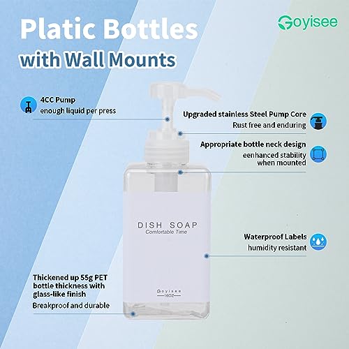 Refillable Shampoo and Conditioner Bottles for Shower Wall,Shampoo and Conditioner Dispenser with Pump No Drill (3 Bottles-Clear) - color: 3 Bottles-clear
