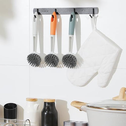 Patelai 12 Pack Kitchen Scrub Dish Brush with Long Handle Dish Scrubber with Stiff Bristles Scrub Brushes for Kitchen Dishes Washing Tools, Pots, Pans and Sink Cleaning (Multicolor) - color: Multicolor