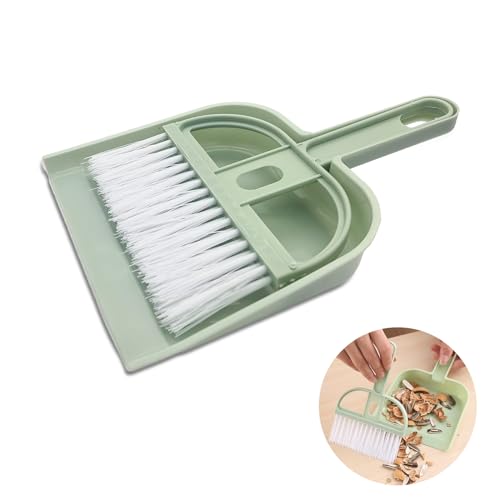 Mini Dustpan and Brush Set, Portable Exquisite Pet Waste Cleaning Kit, Hamster Sand Scooper Cage Cleaning Tool for Small Pets Guinea Pigs Hedgehogs Hamsters Chinchillas Rabbits (Green) - color: green