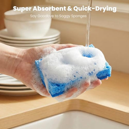 Metflavor Kitchen Sponges, 48 Count, Non-Scratch Scrub Sponge, Dual Sided Cleaning Sponges for Dishes, Kitchen, Bathroom - size: 48 Pack