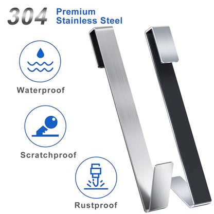 Shower Door Hooks 10 in, Shower Hooks for Towels, Heavy Duty Drilling-Free Extended Towel Hooks for Bathroom Frameless Glass Door, Over The Door Towel Hooks 3 Packs Silver - size: 10 IN-Silver