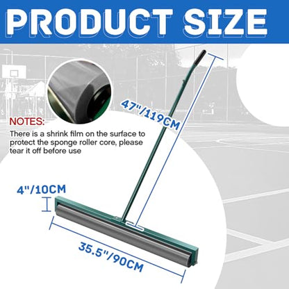 Suclain 36 Inch Tennis Court Squeegee PVA Foam Sponge Roller Lightweight Removes Water Quickly Clear Floors Tool for Tennis Basketball Sports Courts Garages - color: Gray